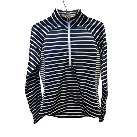 Vineyard Vines Performance Deep Bay Stripe Long Sleeve Half Zip Shirt Size S - Picture 2 of 13